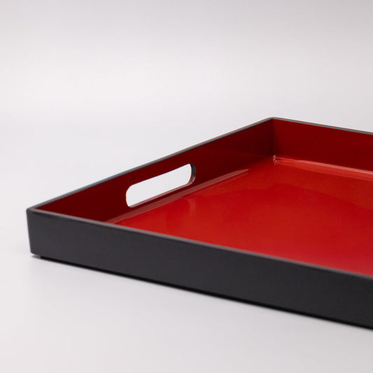 Tray Rectangular 42cm Red Inner Black Lacquerware - Image 2