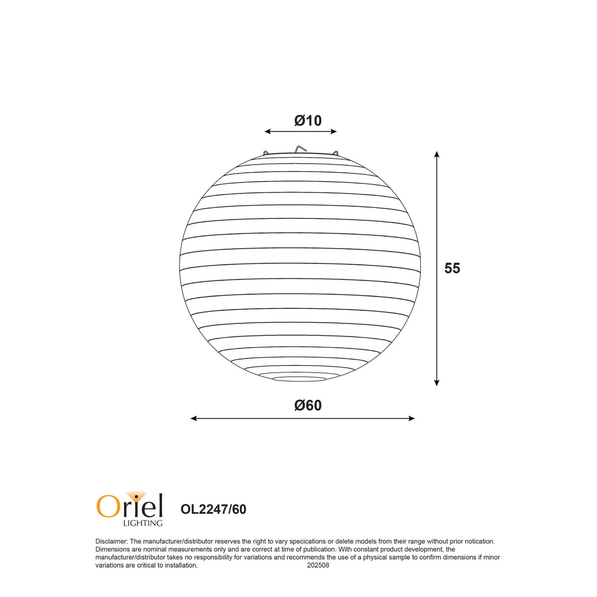 White Linen Shade Only - Kanto.60 Round White