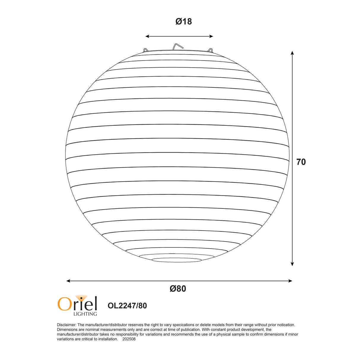 Flax Linen Shade Only - Kanto.80 Round Flax