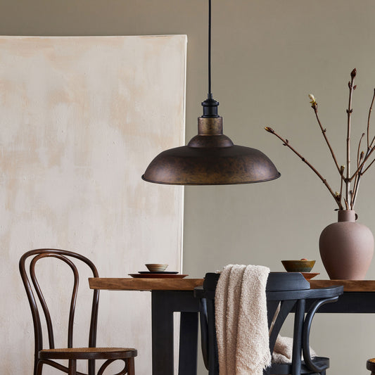 38cm Industrial Vintage Pendant Shade - Slater 38 Rust Finish
