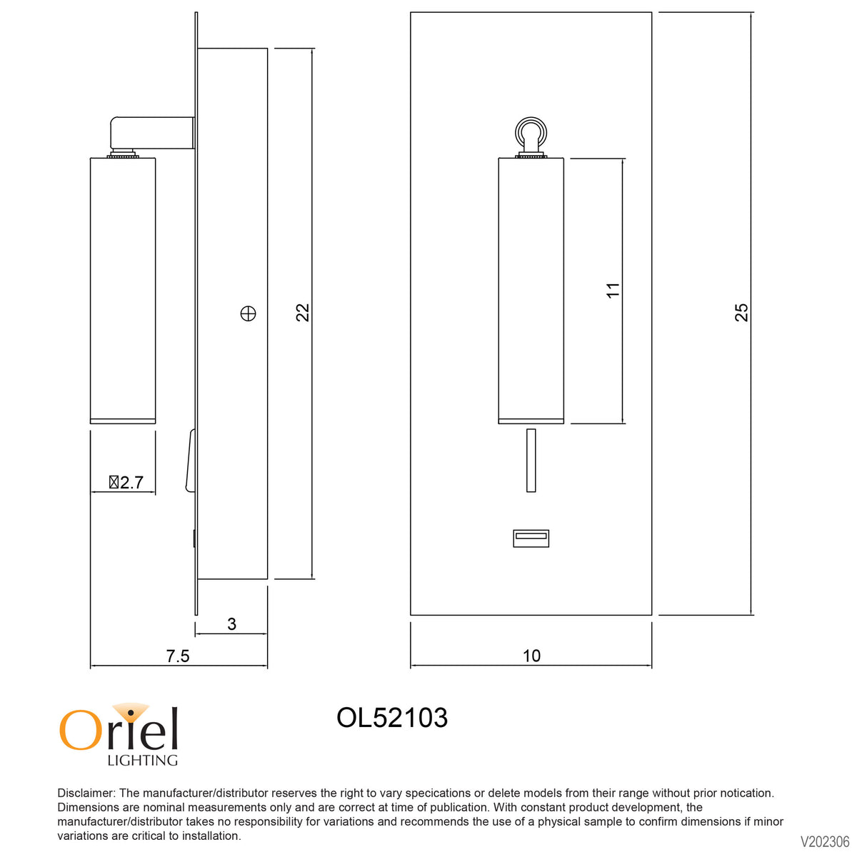 3W LED Spot with USB and Switch White - Hotel W Switch