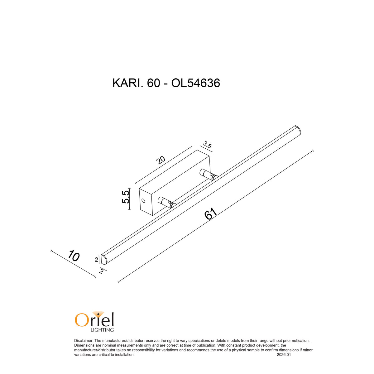IP44 Tricolour LED Vanity Light - Kari.60 White