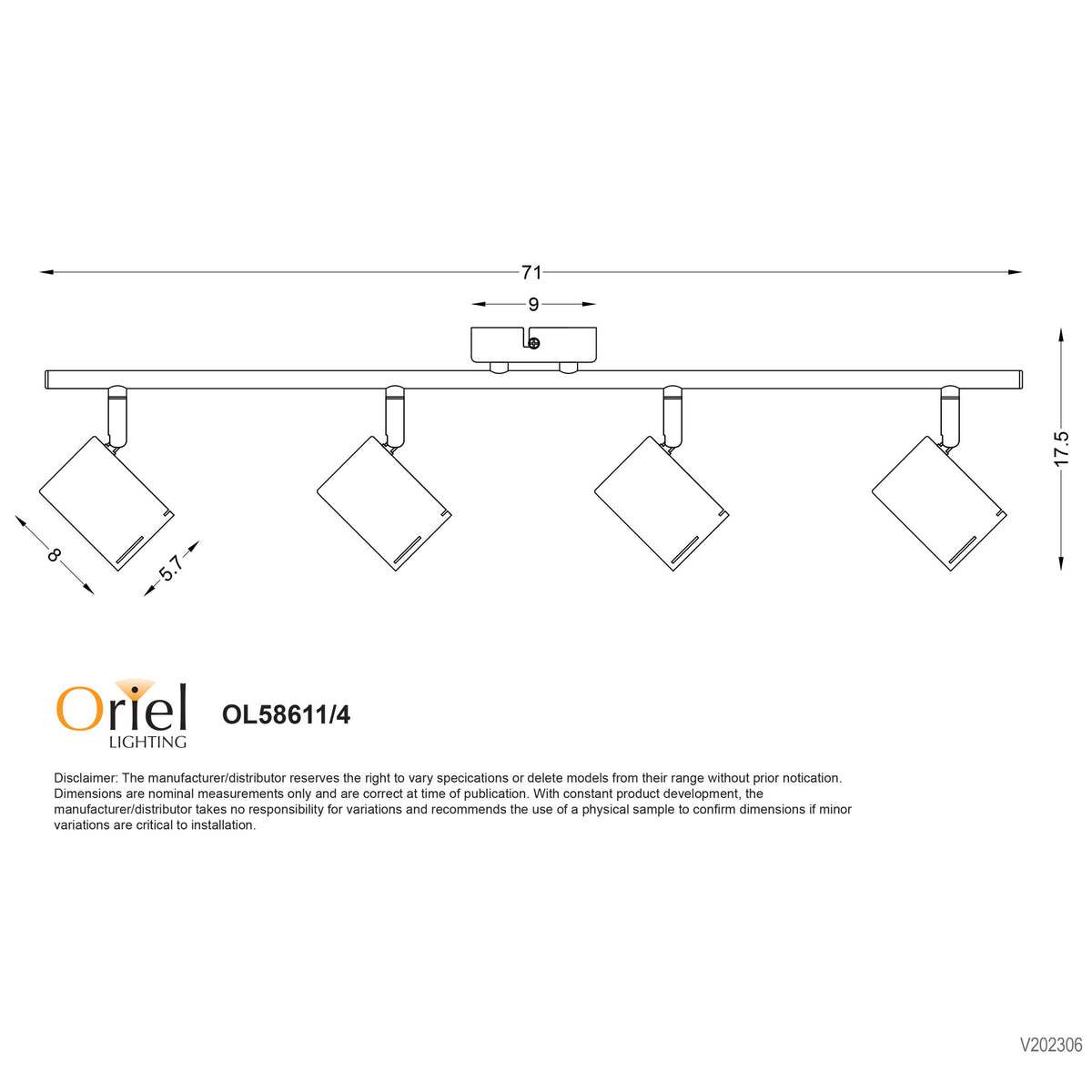 LED Ready Adjustable Spotlight - Baril 4 Light Black