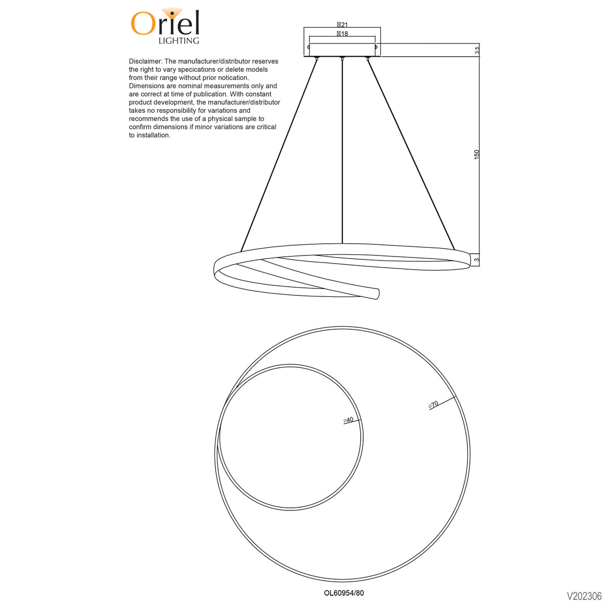 Modern Tricolour LED Spiral Pendant - Infinity Cts Black