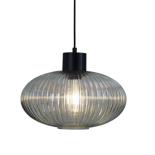 Ribbed Clear Glass Pendant - Miller 300