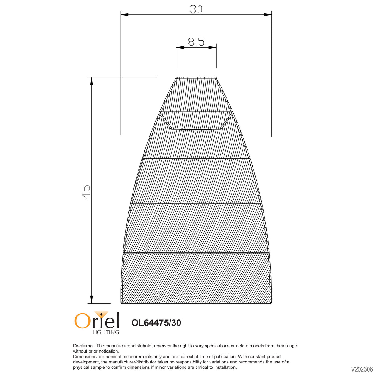 Natural Rattan Cane Shade Only - Oden 30 Shade