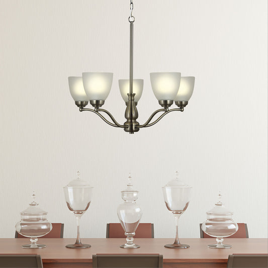 Traditional Glass Pendant - Rochester 5LT Antique Brass
