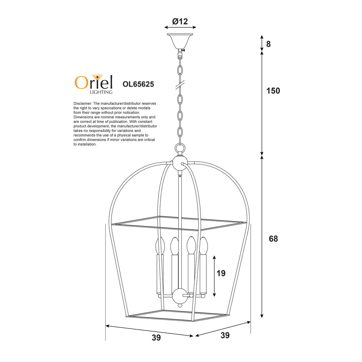 Metal Chandelier - Langdon