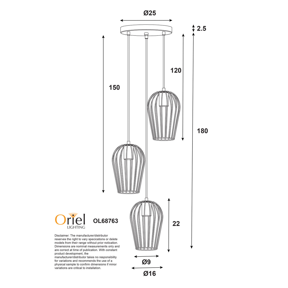 Trilight Wire Pendant - Olam 3LT