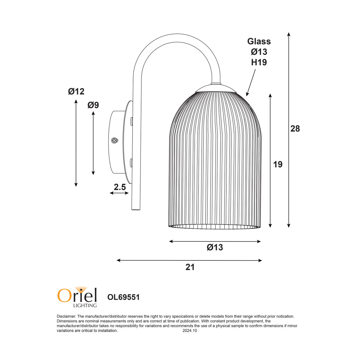 Opal Matt Wall Light - Arley Wall Light Black