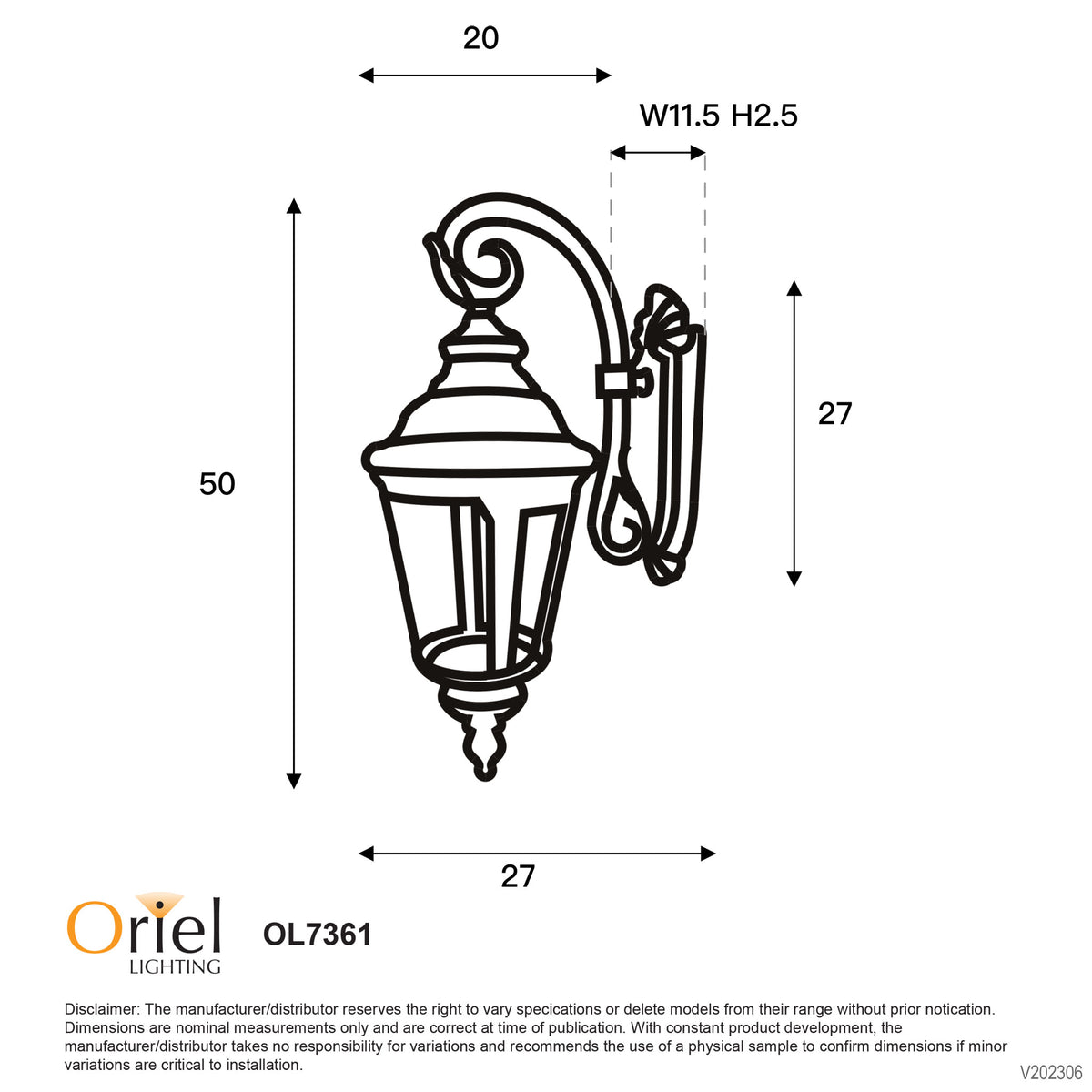 Outdoor Down Wall Light - Bristol Wall Light