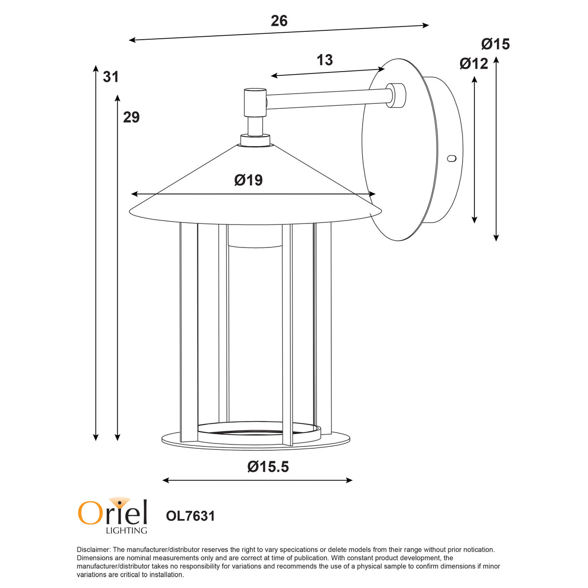 Outdoor Wall Light - Holford Black
