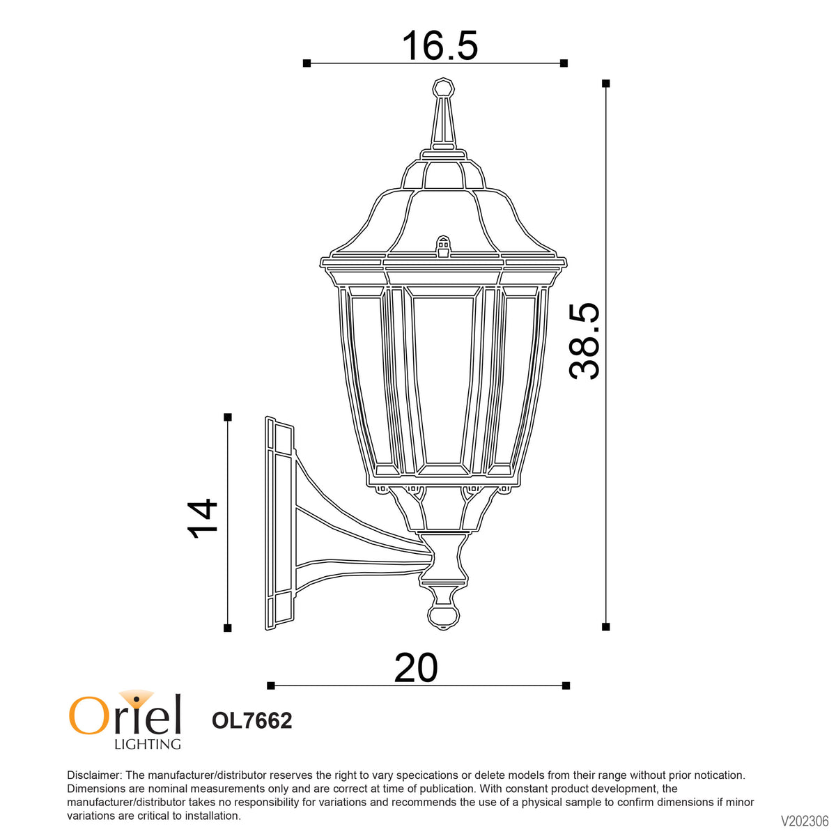 Traditional Outdoor Wall Light - Highgate Up Green