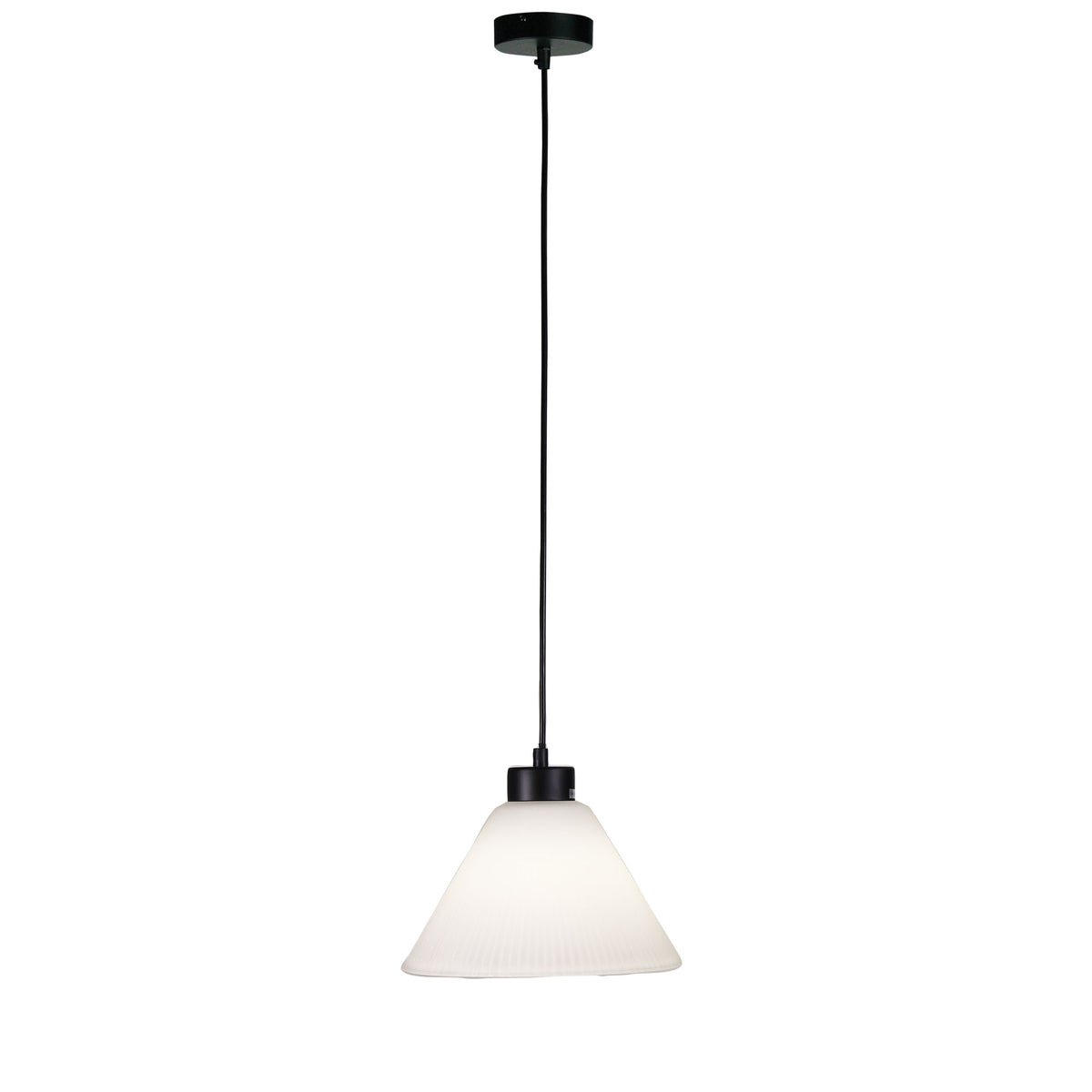 25cm Pleated Glass Single Pendant - Pleat Frost