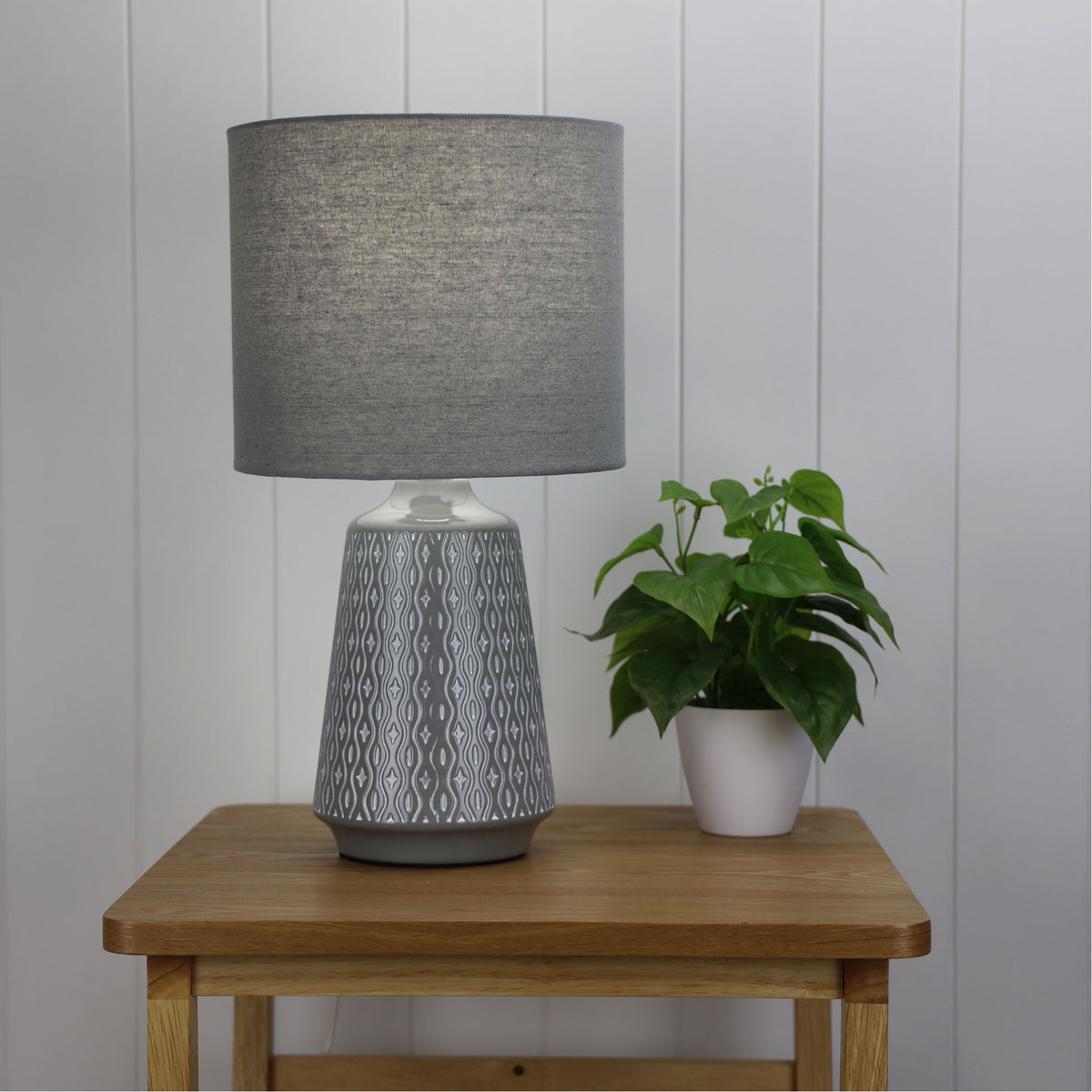 Ceramic Table Lamp with Shade Grey - Moana Grey
