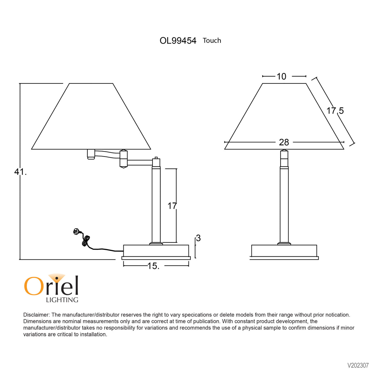 On-Off Touch Lamp Antique Brass - Zoe Antique Brass