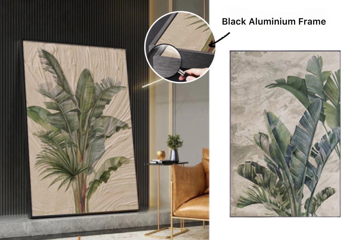 Set 2 Natural Green Leaf Wall Art 100cm