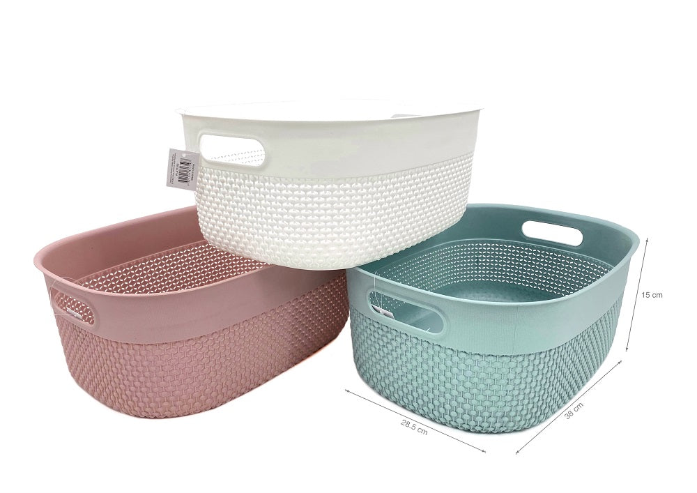 bulk 12 Oblong Basket w/ Handle 38cm