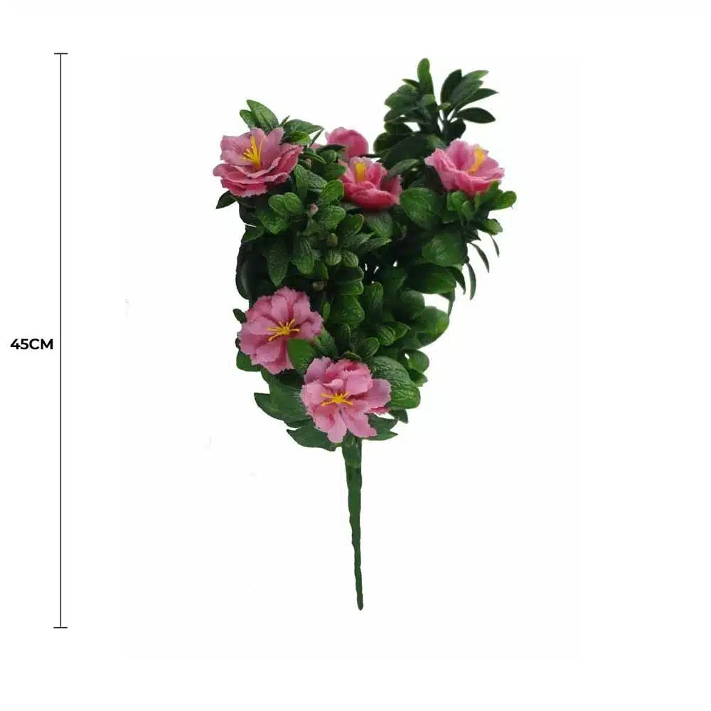 Premium Artificial Pink Rose Bunch UV Resistant 45cm - Image 2
