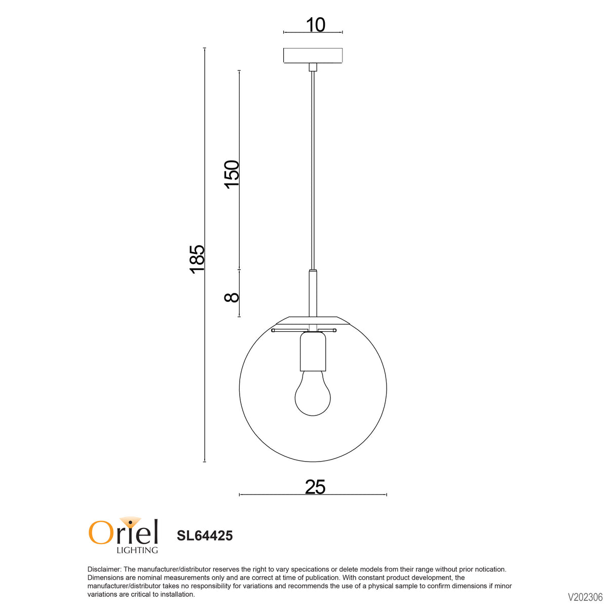 Brushed Brass and Clear Glass Pendant - Newton.25 Bb