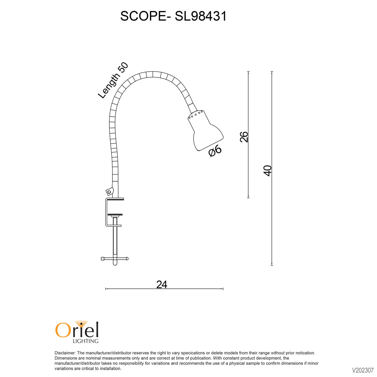 Adjustable Gooseneck Clamp Lamp White - Scope White