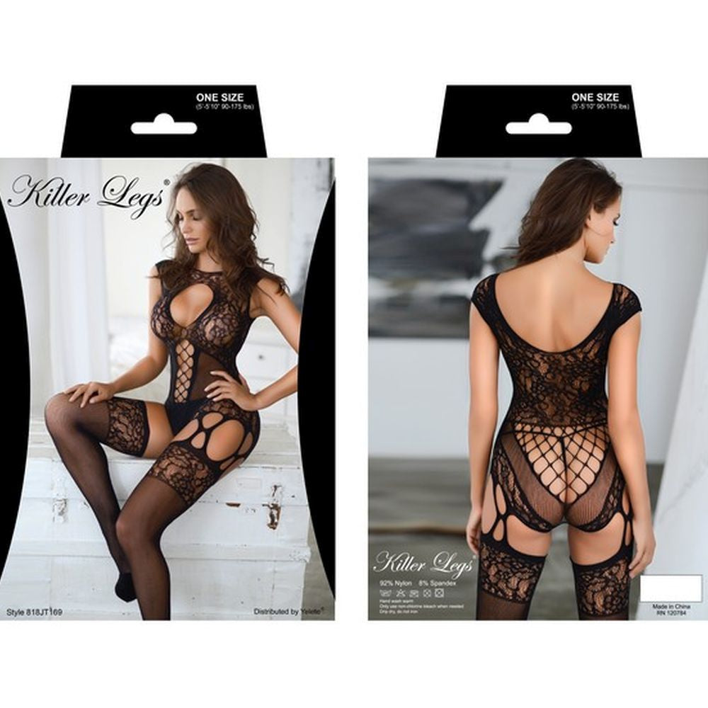 Eyelash Lace 2 Pc Crop, Skirt and Thong Black