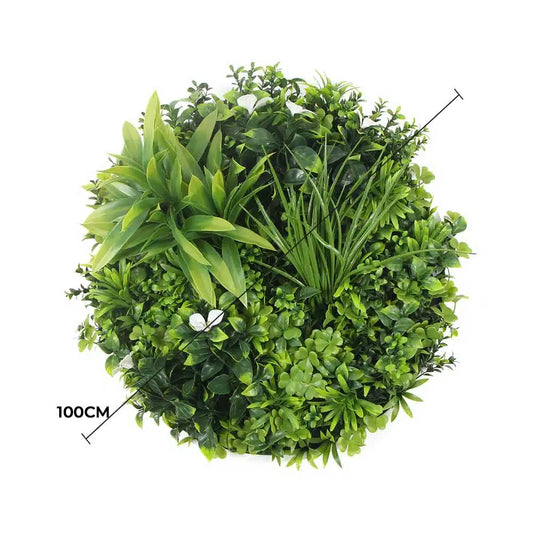 Slimline Flowering White Artificial Green Wall Disc UV Resistant 100cm (Black Frame) - Image 2