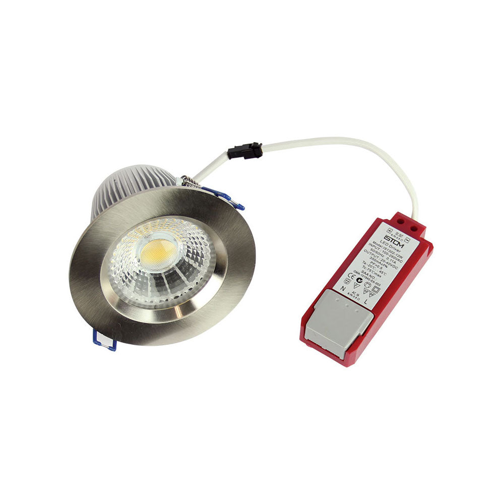 13W IP44 Recessed LED - Theta LED 3000K Brushed Chrome