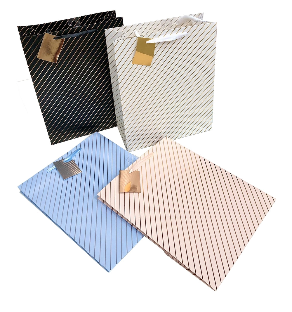 bulk 24 Large Foil Stripe Gift Bag 32cm
