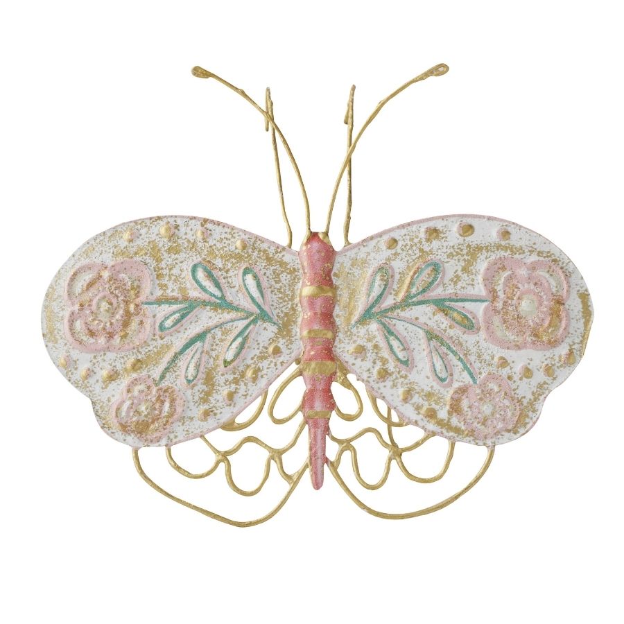 Butterfly Wall Art Pink White 21cm