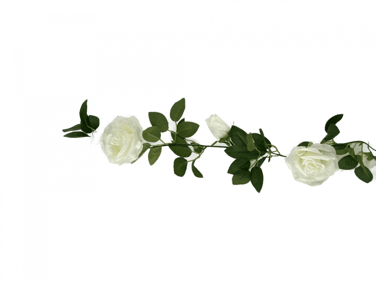 Flowering White Artificial Rose Garland 190cm - Image 4