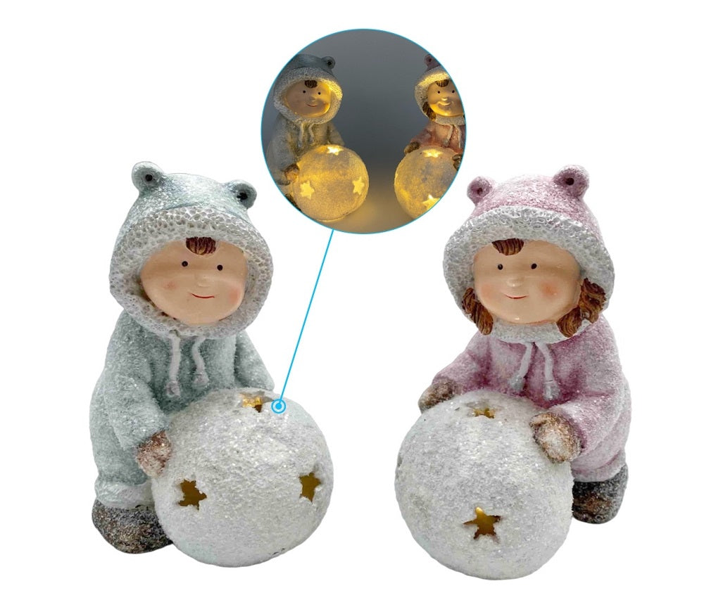 bulk 12 Xmas Child w/ Led Light Up Ball 16cm