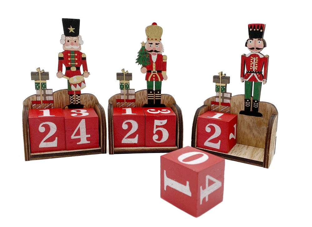 bulk 24 Xmas Nut Cracker Standing Calendar 12cm
