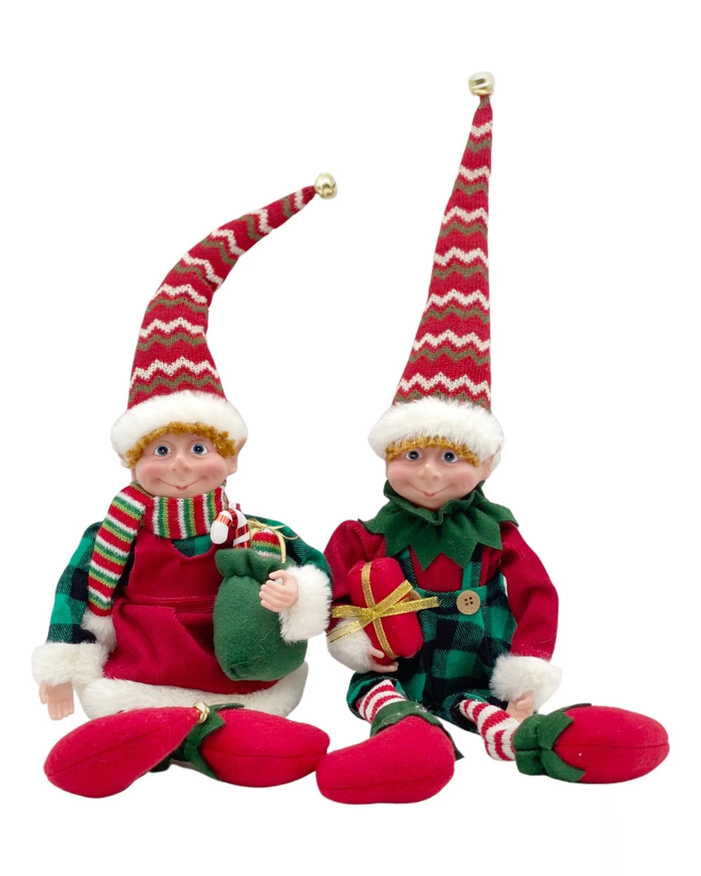 bulk 6 Xmas Mr Mrs Elf Shelf Dolls w/ Dangling Legs Christmas 52cm