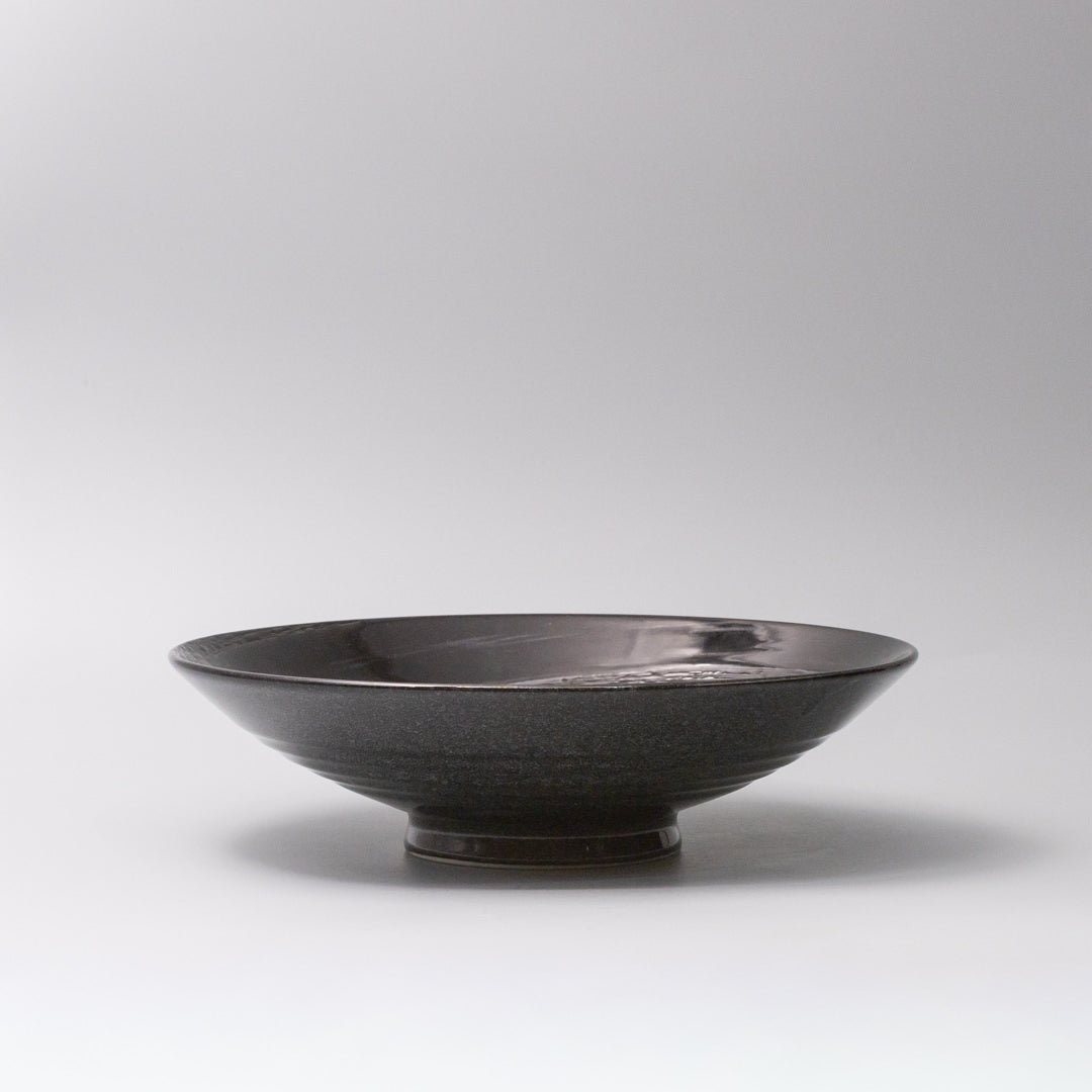 Serving Bowl 28cm Black Swirl Glaze - Image 3