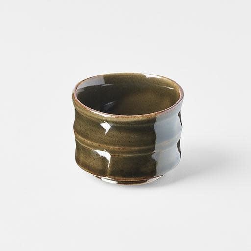 Sake Cup Cylindrical Line 40ml Oribe Green Glaze