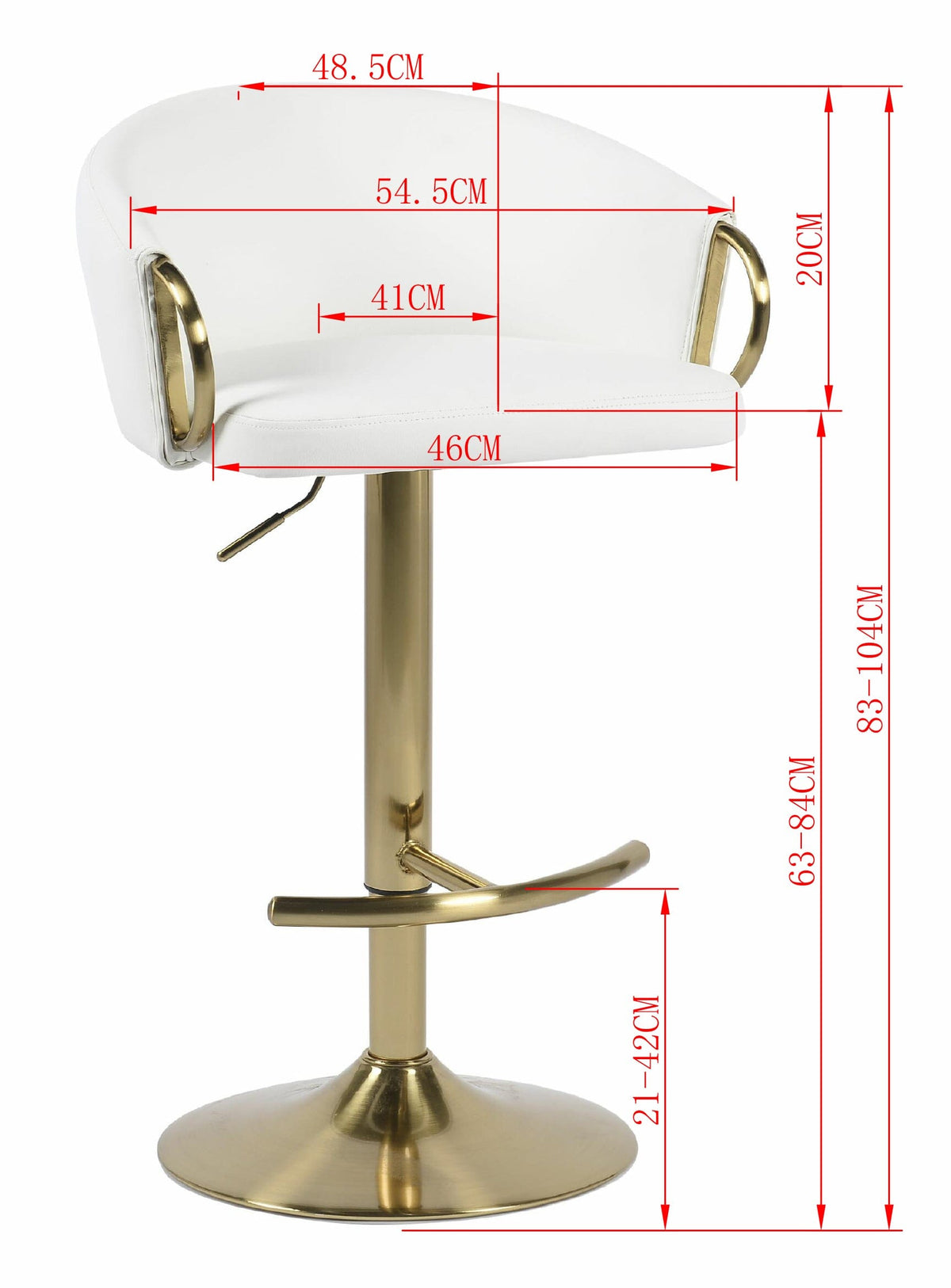 Ambrose White Faux Leather Swivel Gas Lift Bar Stool