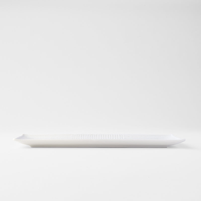 Sashimi Plate 33cm Line Design White Glaze - Image 4
