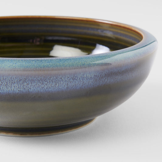 Bowl Thick Edge 17cm Blue Outer Dark Green Inner Glaze - Image 2