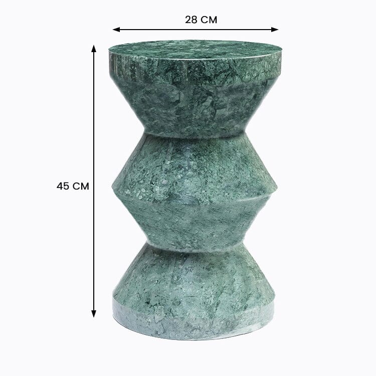 Caspian Green Marble Cylinder Side Table 28cm