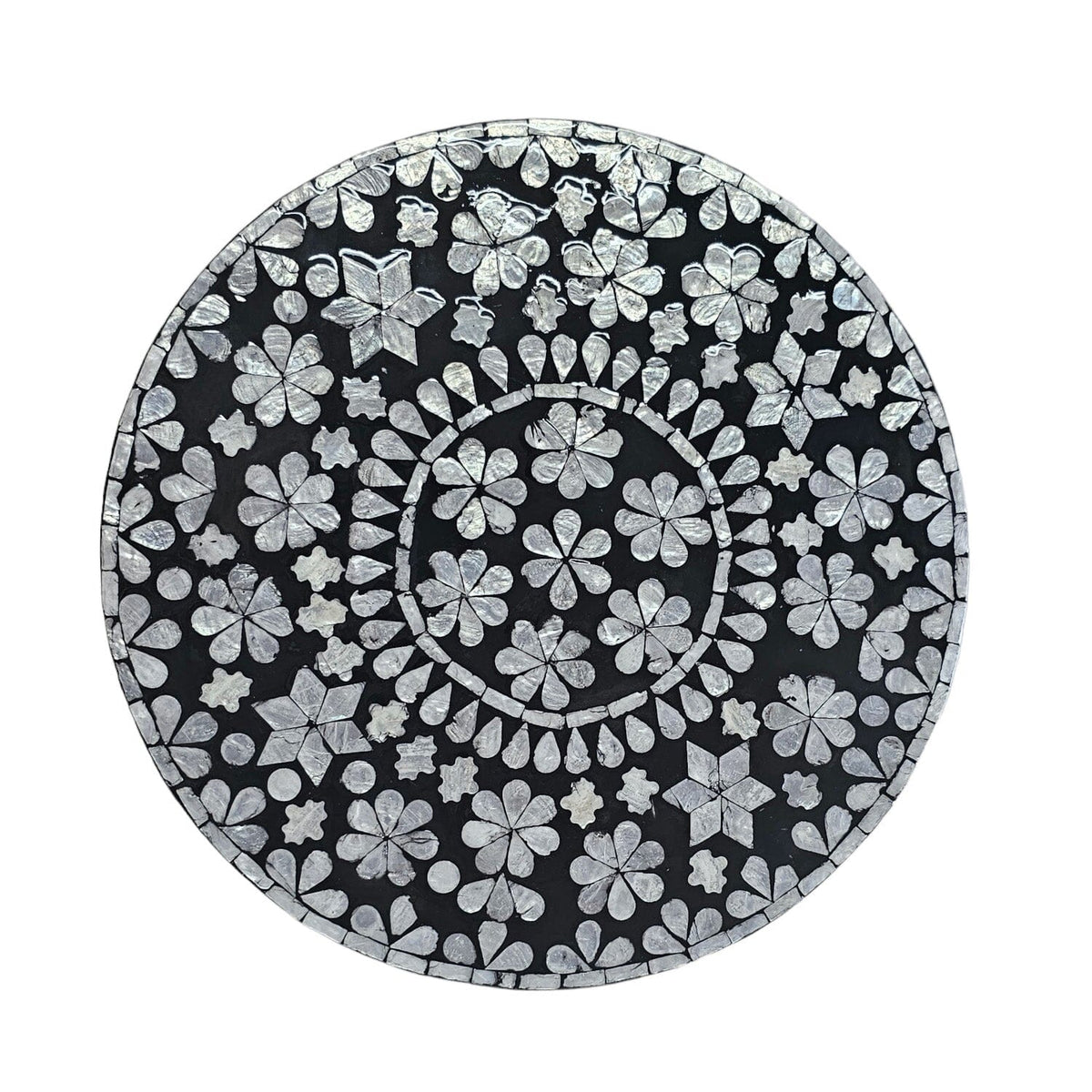 Cosima Monochrome Mother of Pearl Mosaic Side Table 40cm