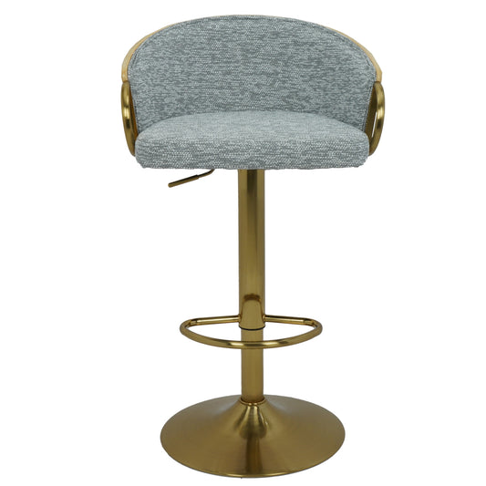 Dalton Grey Upholstered Gold Swivel Bar Stool