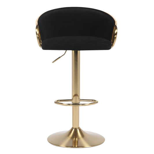 Darcy Black Velvet Gold Gas Lift Bar Stool 62-82cm