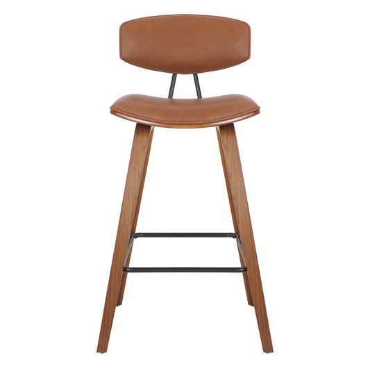 Dashwood Walnut Finish Brown Faux Leather Bar Chair
