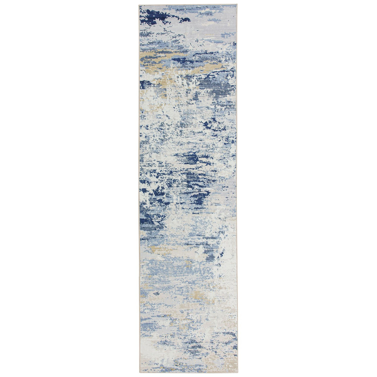 Delicacy Abstract Coastal Washable Rug - Blue & Sandy Beige