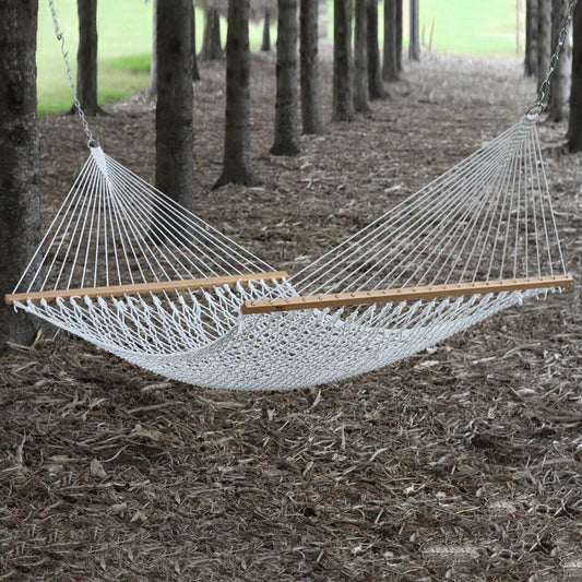 Vivere Polyester Rope Spreader Bar Hammock - White
