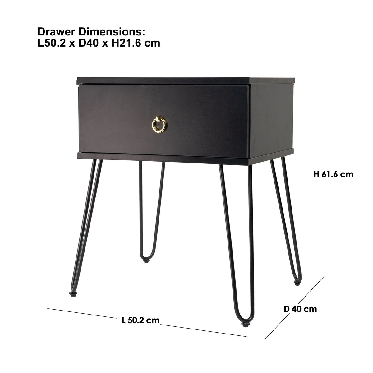 Ashe (Combo) Bedside Table Black 61cm - Image 5