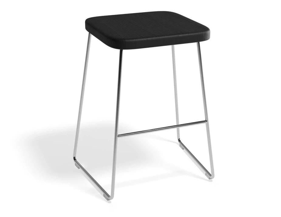 Hugo Low Stool - Chrome - Black Seat