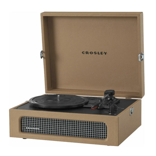 Crosley Voyager Bluetooth Portable Turntable + Entertainment Stand Bundle - Tan