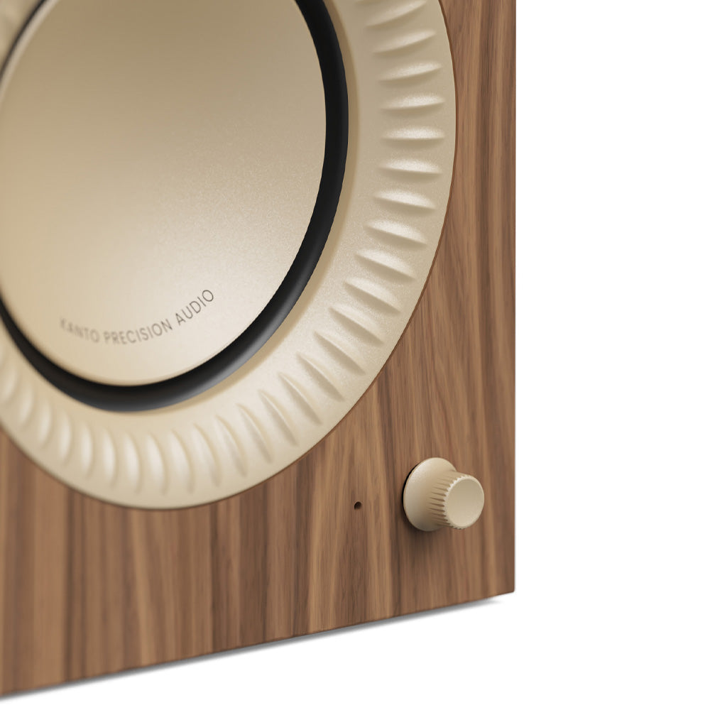 Kanto TUK (2nd Gen) 260 W Premium Powered Speaker System with Bluetooth 5.4, Dual RCA and USB-C Inputs - Matte Walnut w/ Rose Gold